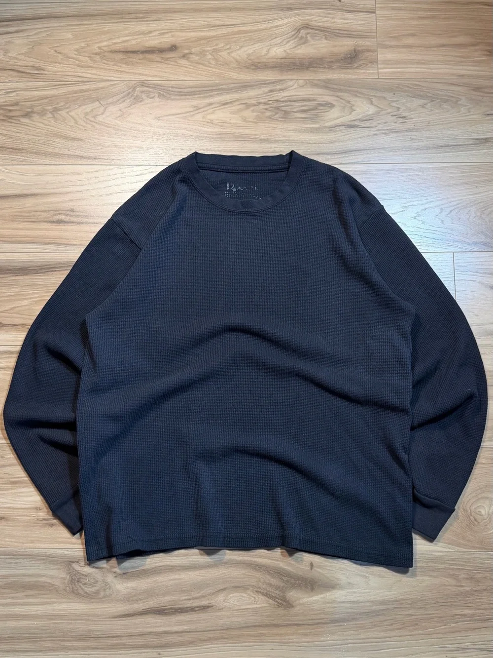 Men's Black Thermal Waffle Knit Sweater